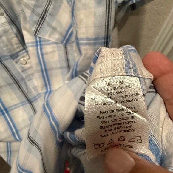 Levi's White and Blue Checkered Men's  Pearl Snap Western Shirt Size XXL - Picture 5 of 6